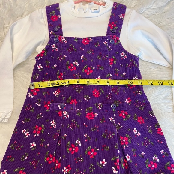 Vintage Corduroy Jumper Dress Floral Print white one piece bodysuit included 3t - Picture 7 of 10